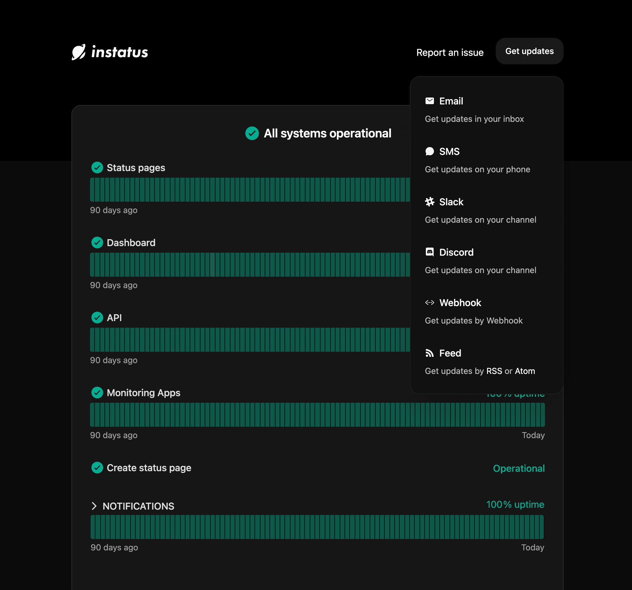 Instatus status page