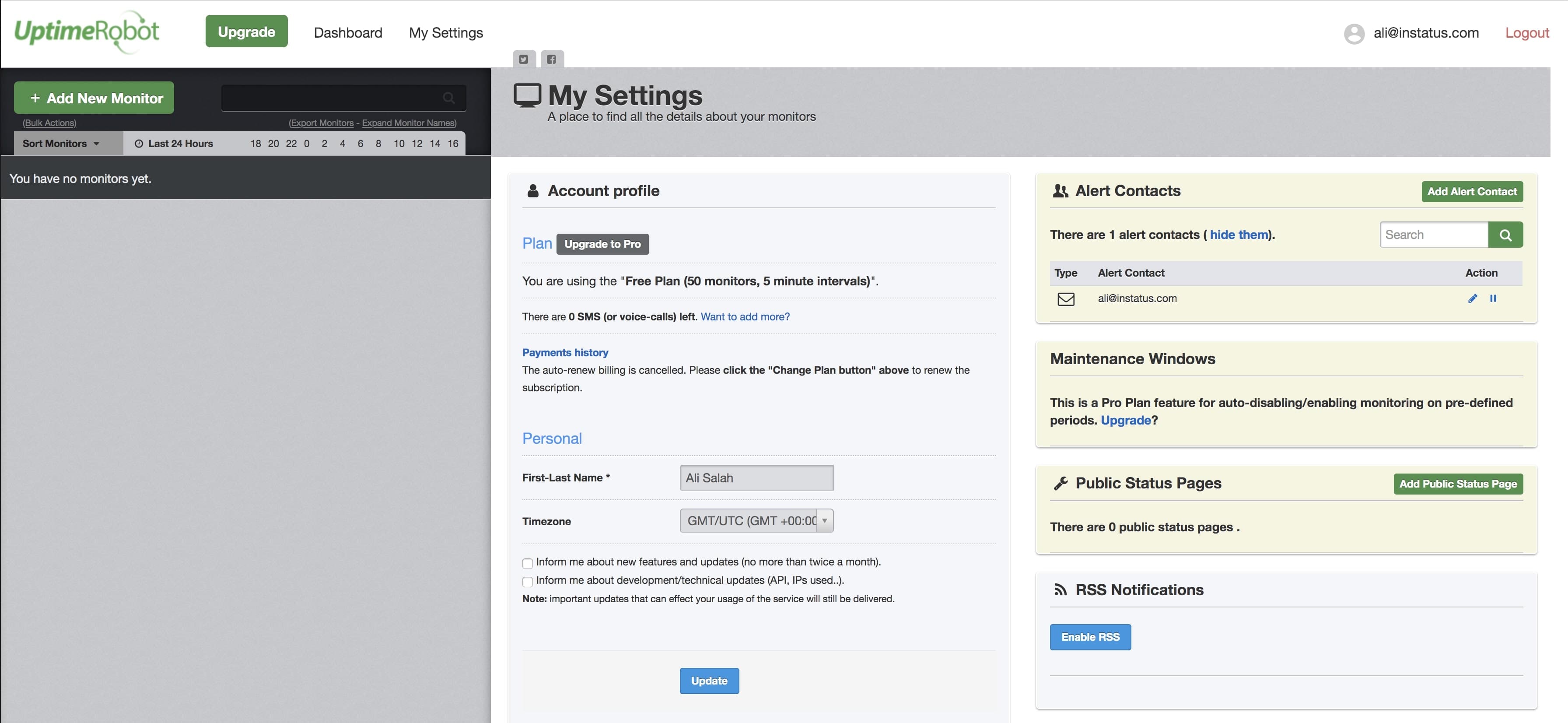 Use Uptime Robot to automate your status page - Instatus Help