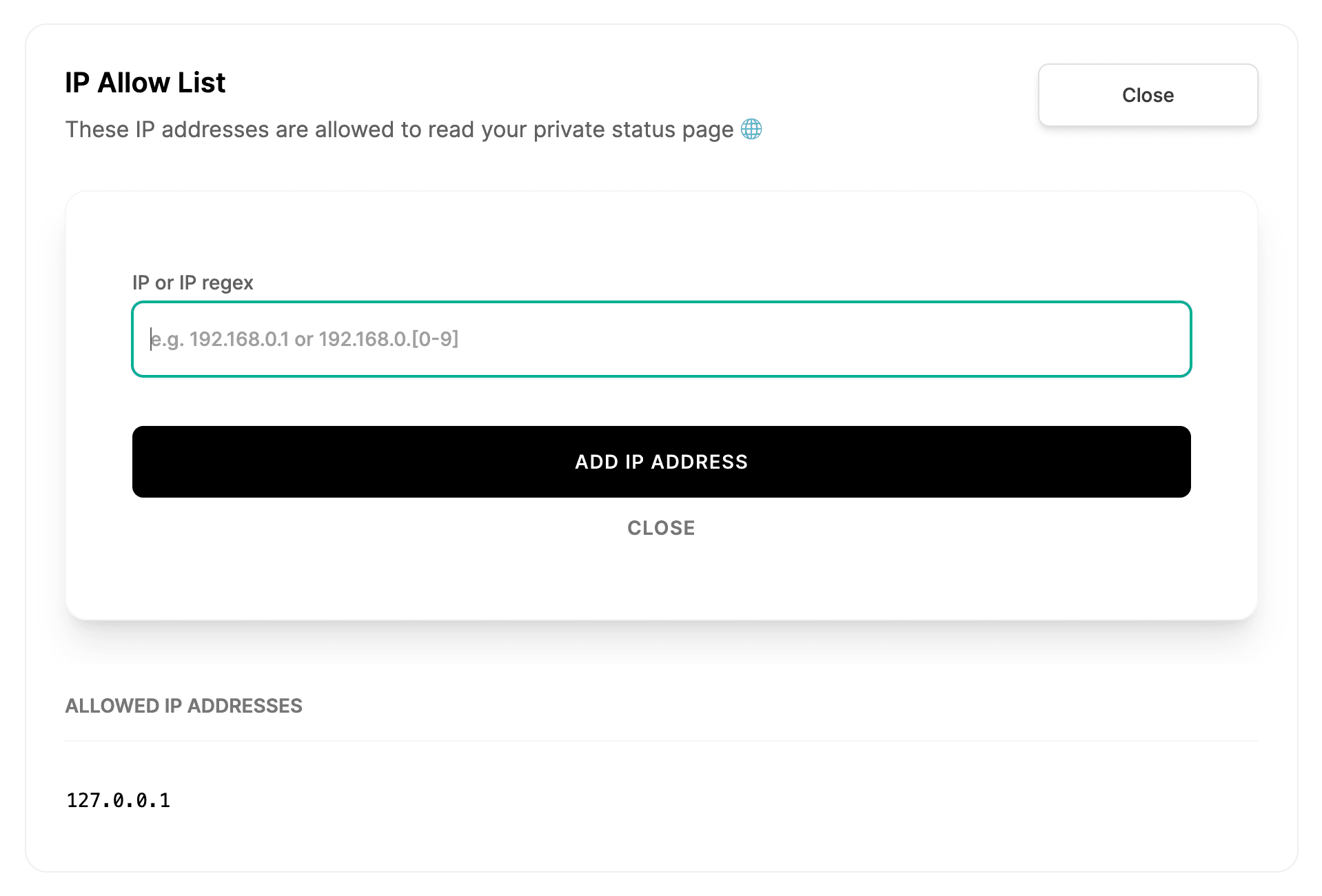 Allowed IP addresses